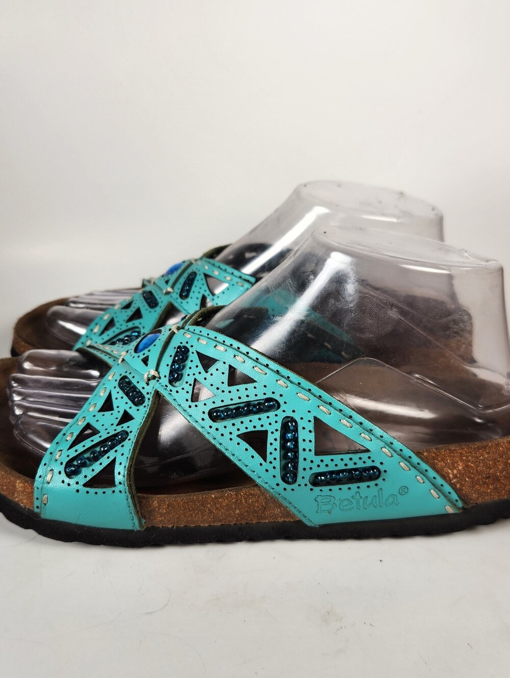 BIRKENSTOCK Betula Womens Joyce Sandal 6 Narrow Turquoise Beaded Leather Shoe - Picture 6 of 11